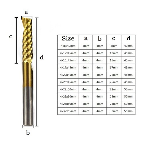 Milling Cutter Carbide Tungsten-Down Cut Spiral-Bits Engraving CNC Router-Bits - Picture 3 of 14