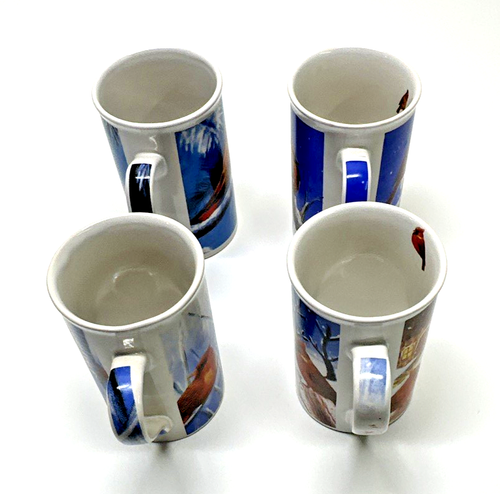 Bellissimo set 4 tazzine/tazze da caffè vintage Winter Cardinals micro e lavatrice sicure - Foto 20 di 22