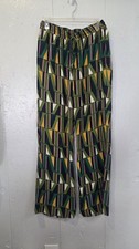 Zara Geometric Print Trouser Pants Green Yellow Casual XL
