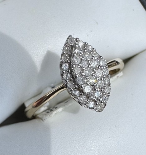 Forever Bride Fine Jewelry 10K Yellow Gold .20 TCW Marquise Diamond Cluster Ring - Picture 4 of 24