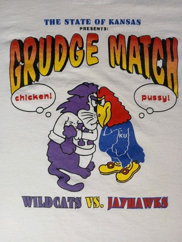 L 1980s Vintage Kansas Jayhawks Kansas State Wildcats Single Stitch T Shirt USA