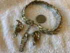 VTG 1970’s Set 11” Long Necklace & 1.5” Matching Gold Tone Earrings Ribbed Leaf — photo 5