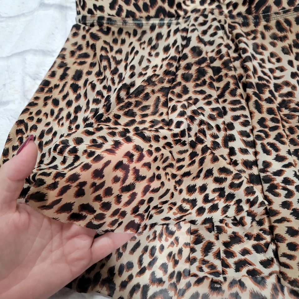 Merona Lot 2 sz Medium Tankini Swimsuit Tops Leopard Blue Swim Twist Flowy Sheer - Image 4 of 4