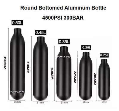 HPA 4500PSI 300BAR Scuba Round Bottle Air Tank CO2 Cylinder For Diving Hunting