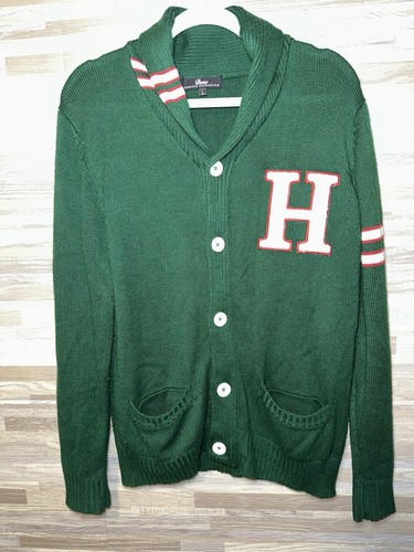 Varsity cardigan sweater Green Size Large , Letter H #K - Picture 1 of 7