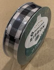 1.5" X 50 Yds Premium Holiday Wired Ribbon - Christmas Plaid Black White Grey