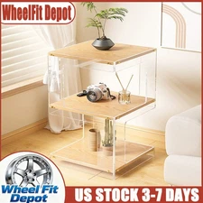 Bedside Table 3-Tier Nightstand Living Room Bedroom Storage Shelf Organizer US