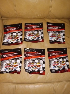 Lot of 6 Nascar Authentics 1:87  Mystery Die Cast Car & Sticker 2019 Wave 2