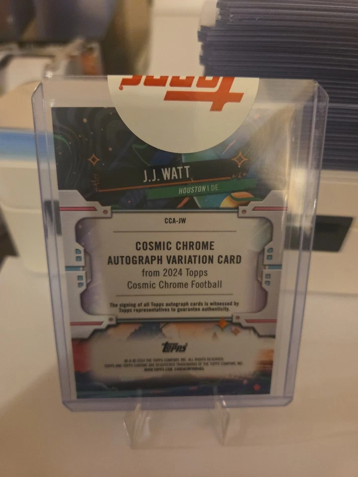 2024 JJ Watt Topps cromo cósmico rojo refractor automático 5/5 nuevo redención Foto 2 de 2