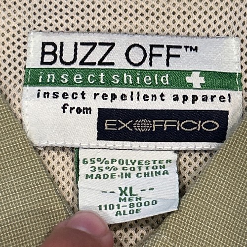 Exofficio Buzz Off Insect Shield Men XL Aloe Green Land Rover Long Sleeve Button - Picture 5 of 10