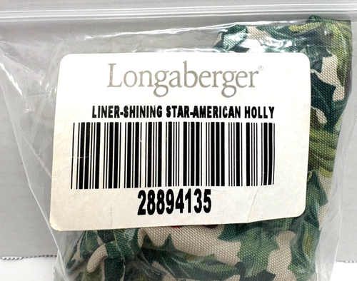 LONGABERGER Shining Star American Holly Liner--28894135--NEW - Picture 2 of 4
