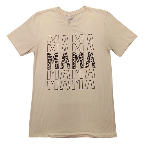 Bella & Canvas T Shirt S Women's MAMA Animal Print Cotton