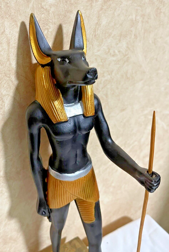 2x13 inch: Ebros Anubis Egyptian God of afterlife Handmade Black & Gold Statue - Picture 17 of 24