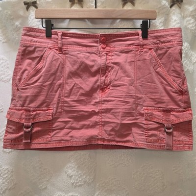American Eagle Pink Cargo Mini Skirt Low Rise Utility D-Ring Size 14 Regular