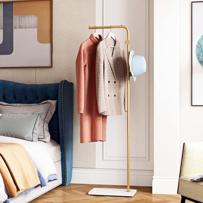 DR.IRON Modern Gold Coat Racks Freestanding Hall Coat Tree,Hat Racks with Marble