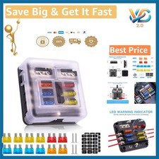6 Way Fuse Box with LED Indicator Waterproof for Marine Automotive Truck