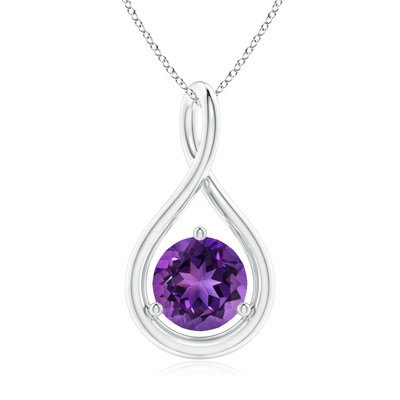ANGARA 1.15 Ct Natural Amethyst Round Shape Pendant Necklace in Sterling Silver