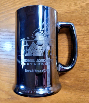 Michael Jordan's Restaurant Mug Cup Heavy Glass Etched Limited Edition /2500