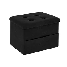 Small Storage Ottoman Foot Rest, Velvet Ottoman with Storage and Side Pocket,...