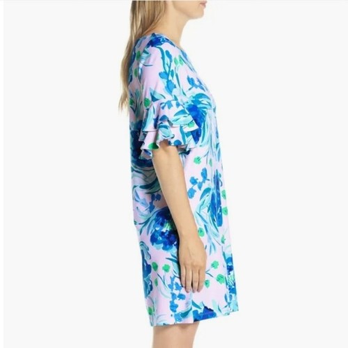 Lilly Pulitzer Lula Watercolor Floral Ruffle Sleeve Shift Dress Womens Small - Foto 2 di 8
