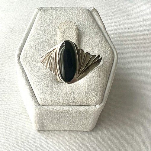 STERLING SILVER 925 Oval Black Onyx Ring Size 8.25 - Picture 9 of 11