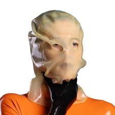 Transparent Latex Hood Bag Open Eyes Hole Rubber Mask for Fetish Clubwear BDSM