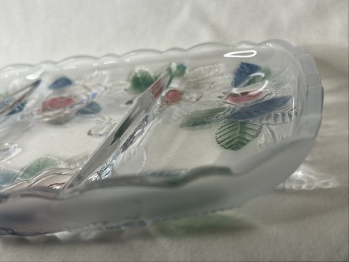 Vintage Mikasa Studio Nova Festive Flower Divided Relish Tray Frosted Glass Rose - Picture 14 of 17