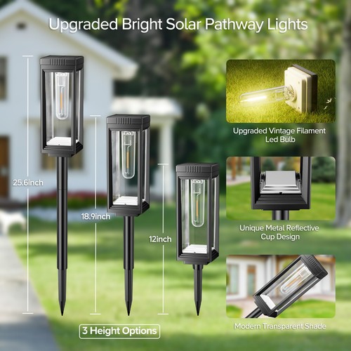 Tall Solar Pathway Lights Outdoor, 8 Pack Bright Solar Lights Outdoor Waterpr... - Picture 3 of 7