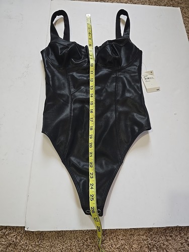 Good American Faux Leather Bodysuit Black Size 1 - Picture 6 of 13
