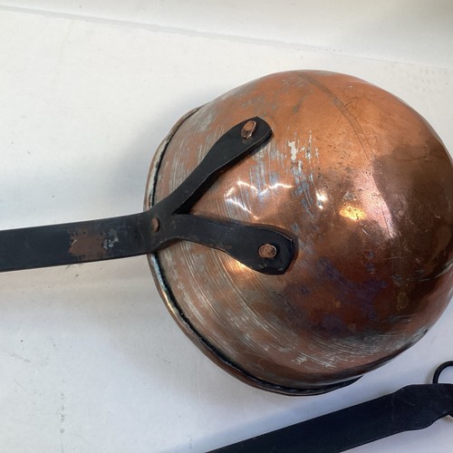 Vintage 2-teiliges Set Kupfer Schöpfkelle & Sieb Skimmer Schmiedeeisen Griffe großes Utensil - Bild 5 von 9