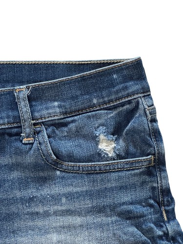 Pantaloncini jeans Hollister donna Y2K taglia 7/28 vita ultra bassa blu invecchiato - Foto 2 di 9
