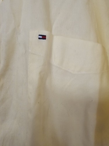 Tommy Hilfiger Shirt Mens XL Yellow Solid Button Up Short Sleeve Smart Casual - Picture 3 of 4