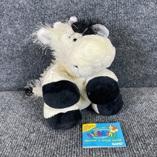Ganz Webkinz Cow HM003 Plush Fuzzy Stuffed Animal Used Code Black White