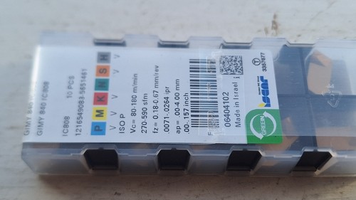 10 Iscar cut-grip full radius groove-turn inserts GIMY 840 IC808 ( GIMY840 8mm ) - Picture 2 of 2