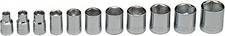312 - 3/8Inch Drive 11 Piece Set - 6 Point Standard Sockets, 1/4Inch - 7/8Inch