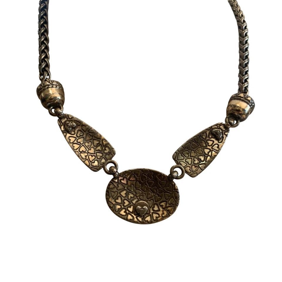 Brighton Necklace Croc Inlay Brown & Black 16" Oval Pendant Silver-Plated - Image 4 of 4