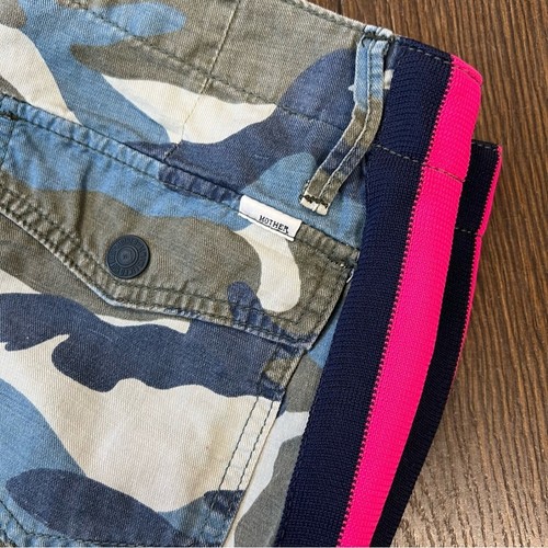 MOTHER Blue Camo Joggers with Hot Pink Side Stripe SZ 27/4 - Imagen 2 de 7