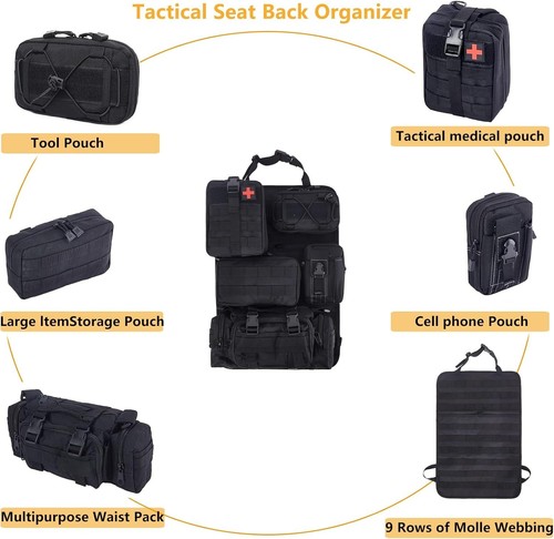 truck seat organizer and storage tactical car back Black - Picture 3 of 8