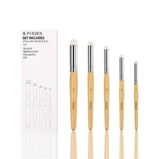 Drybrush Set, 5 Sizes Miniature Paint Brushes, Multipurpose, Animal Hair, White