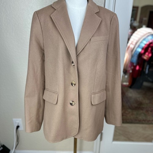 Blazer Abrigo Chaqueta LL Bean Lana Cachemira Lana Worsted Tostado Para Mujer 3 Botones talla 16 - Imagen 4 de 13