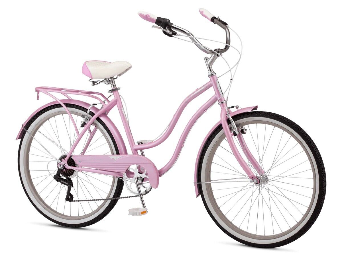 New Schwinn Perla Pink 26-Inch Beach Cruiser Bike for Women 7 speed