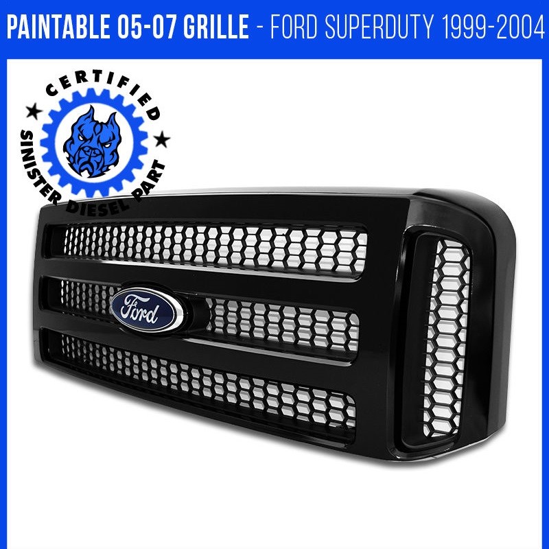 Ford Black Paintable Grille 05-07 Super Duty 99-04 f250 F350