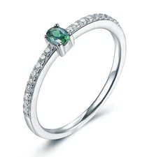 OVAL GREEN CZ ENGAGEMENT RING STERLING SILVER BRIDAL WEDDING BAND 2.5-15 ML3277