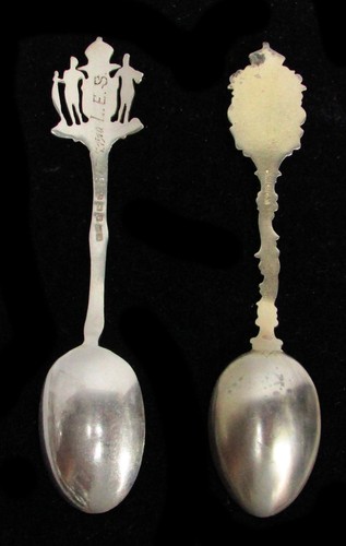 PAIR (2) JAMAICAN STERLING SILVER ENAMELED 4 1/4" SOUVENIR SPOON - Picture 4 of 6