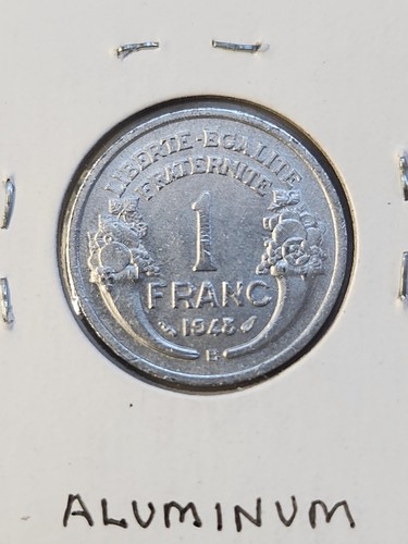 1948 B France 1 Franc Coin Brilliant Uncirculated - Picture 2 of 3