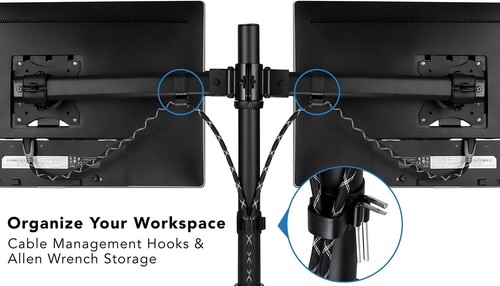 Versatile Double Monitor Mount | Tilt, Swivel & Rotate | C-Clamp & Grommet Bases - Picture 10 of 11