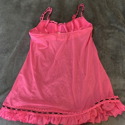Victorias Secret Nightie Hot Pink Size 34C Lacey Sheer Sexy - Picture 3 of 3