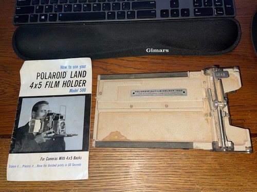 Vintage Polaroid Land 4 X 5 Film Holders #500 Camera with booklet - Picture 1 of 5