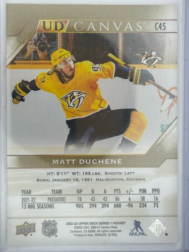 2022-23 Upper Deck Series 1 - UD Canvas #C45 Matt Duchene - Bild 2 von 2