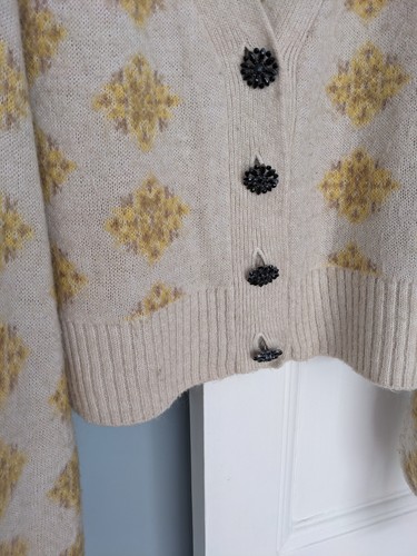 Floral Oversized Jacquard Fluffy Cardigan from ZARA:: MEDIUM: Colour Light Beige - Picture 21 of 24